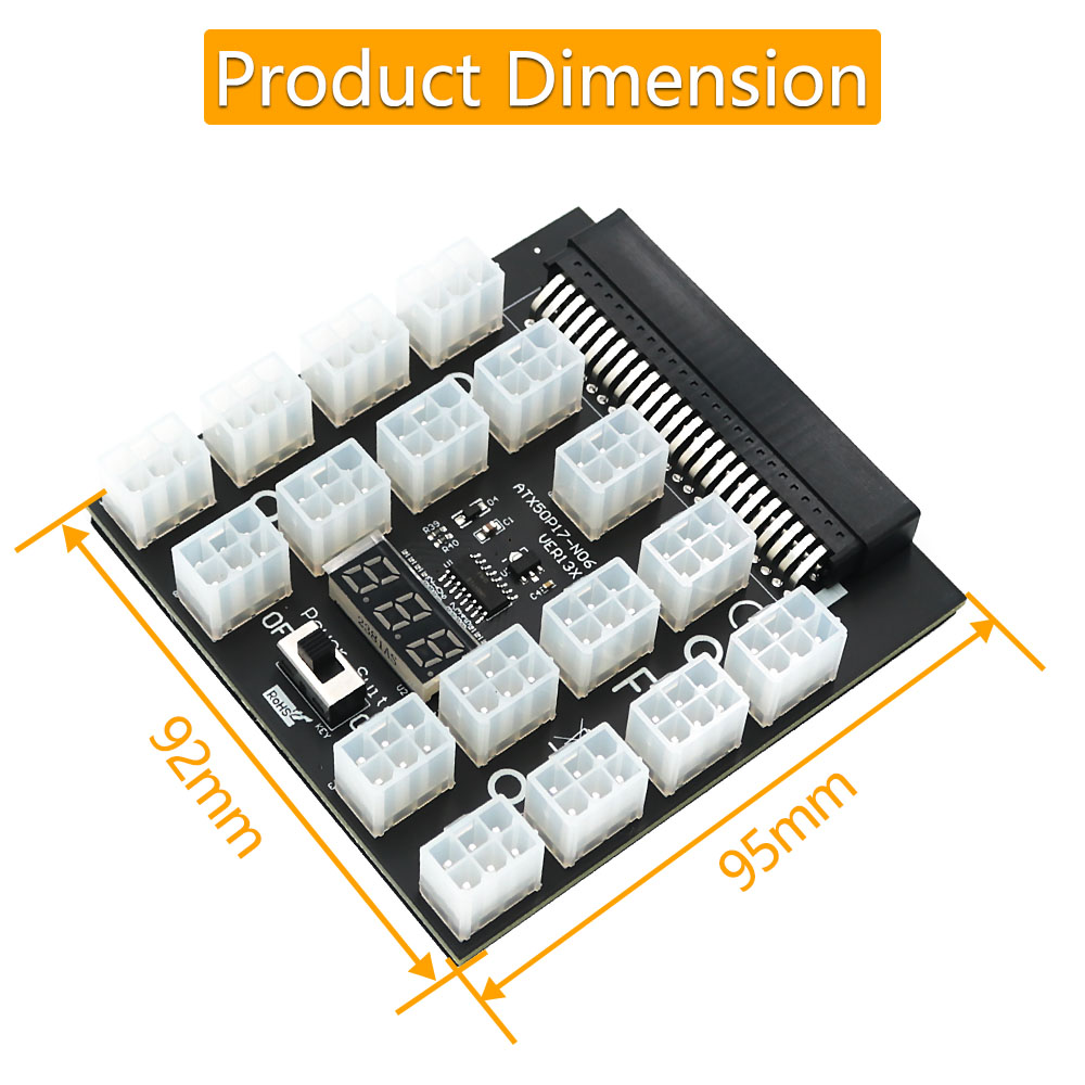PCI-E 12V 50Pin to ATX 17 x 6P - 2000W Atx Mining Power Supply recension och pris
