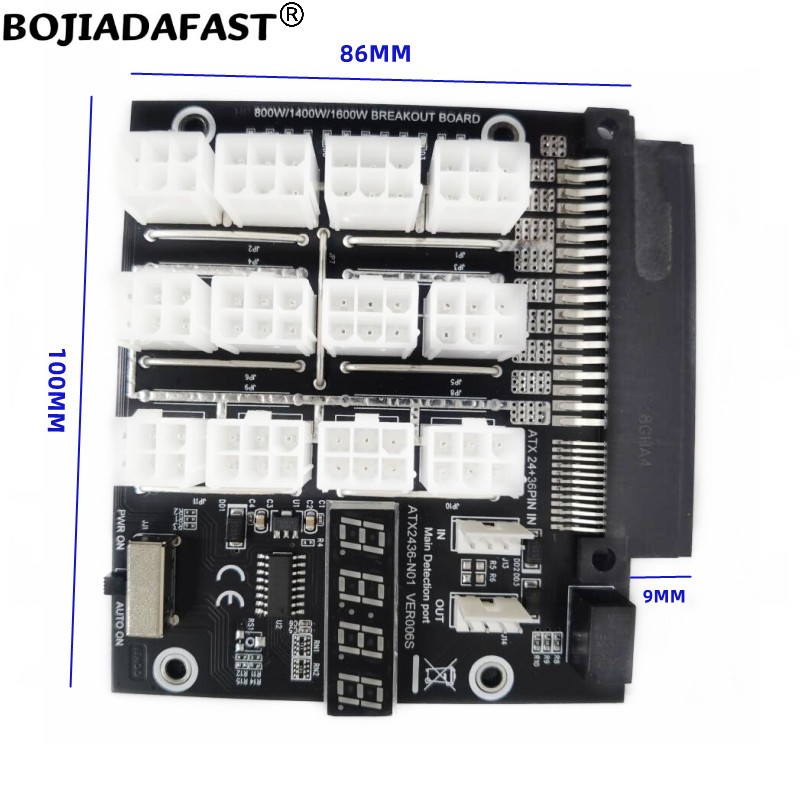 12 * PCI-E 6Pin Connector Brea - 2400W Server Psu Breakout Board recension och pris
