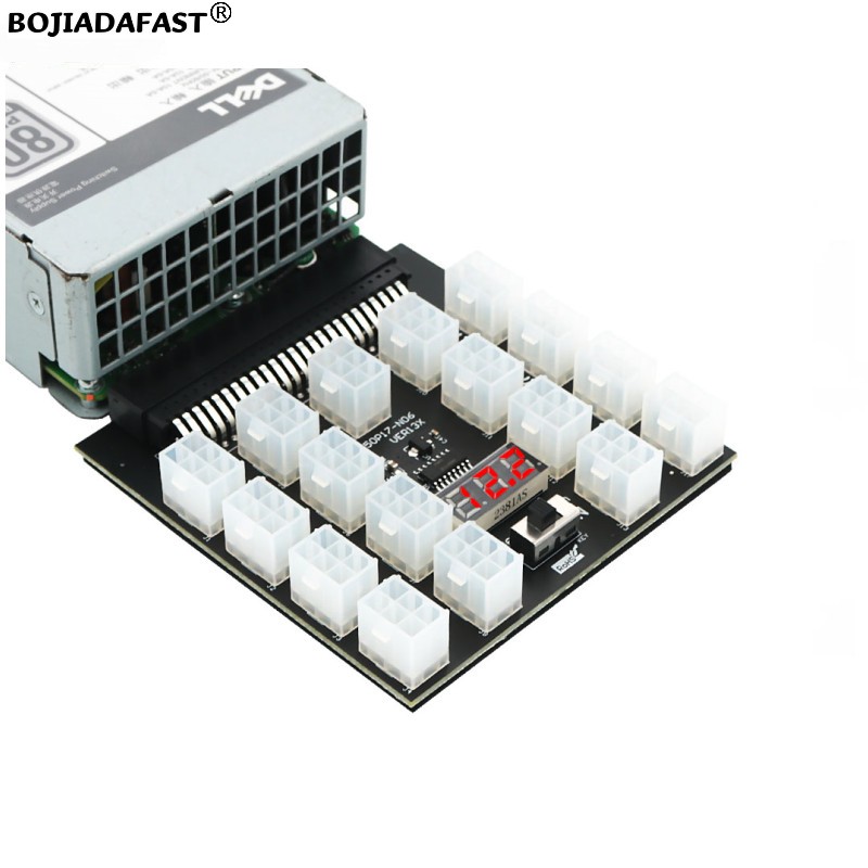 17 Ports PCI-E 6Pin Connector  - 2400W Server Psu Breakout Board recension och pris